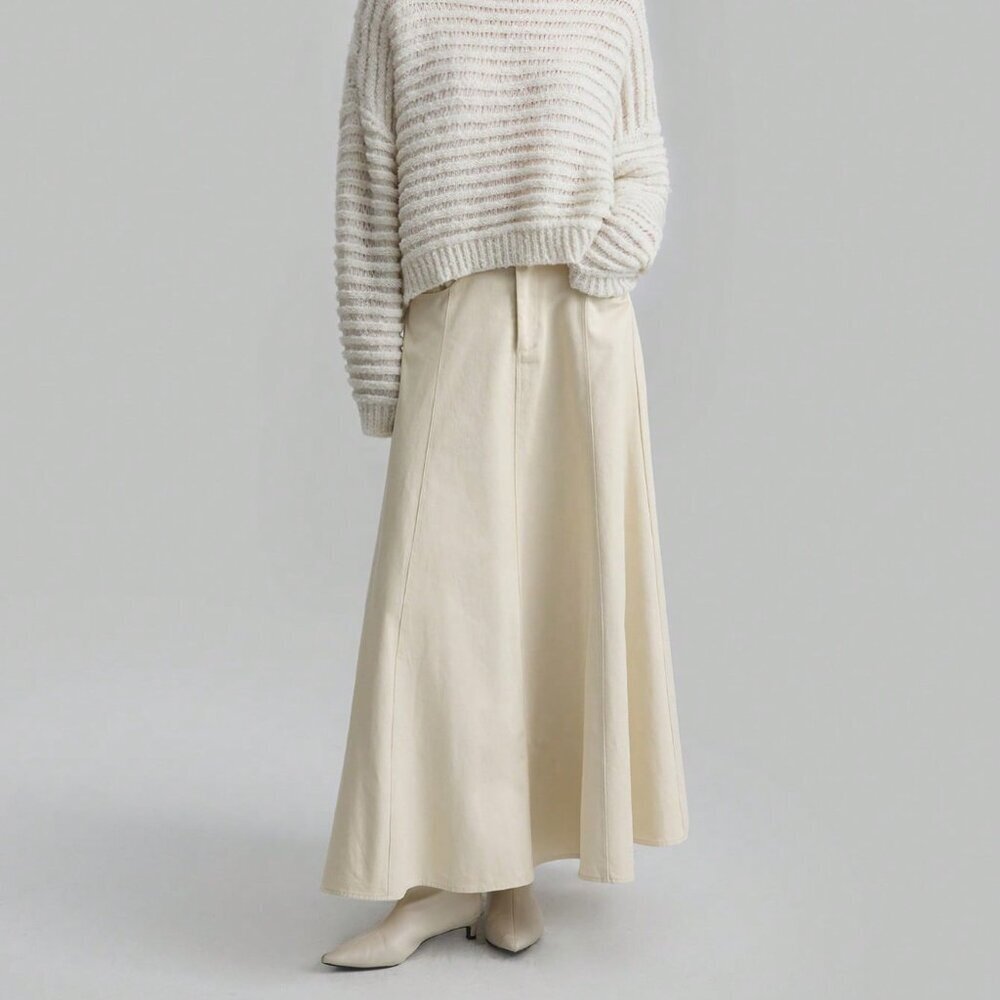 Apricot Minimalist Women's A-Line Midi Skirt